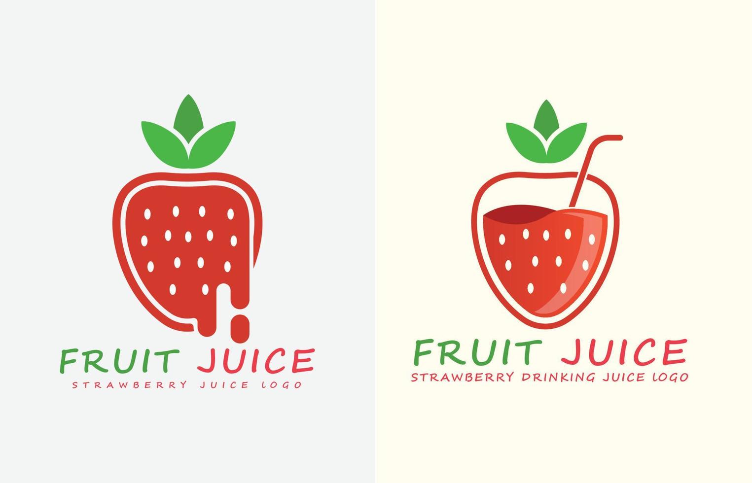 plantilla de diseño de vector de concepto de jugo de fruta de logotipo de fresa