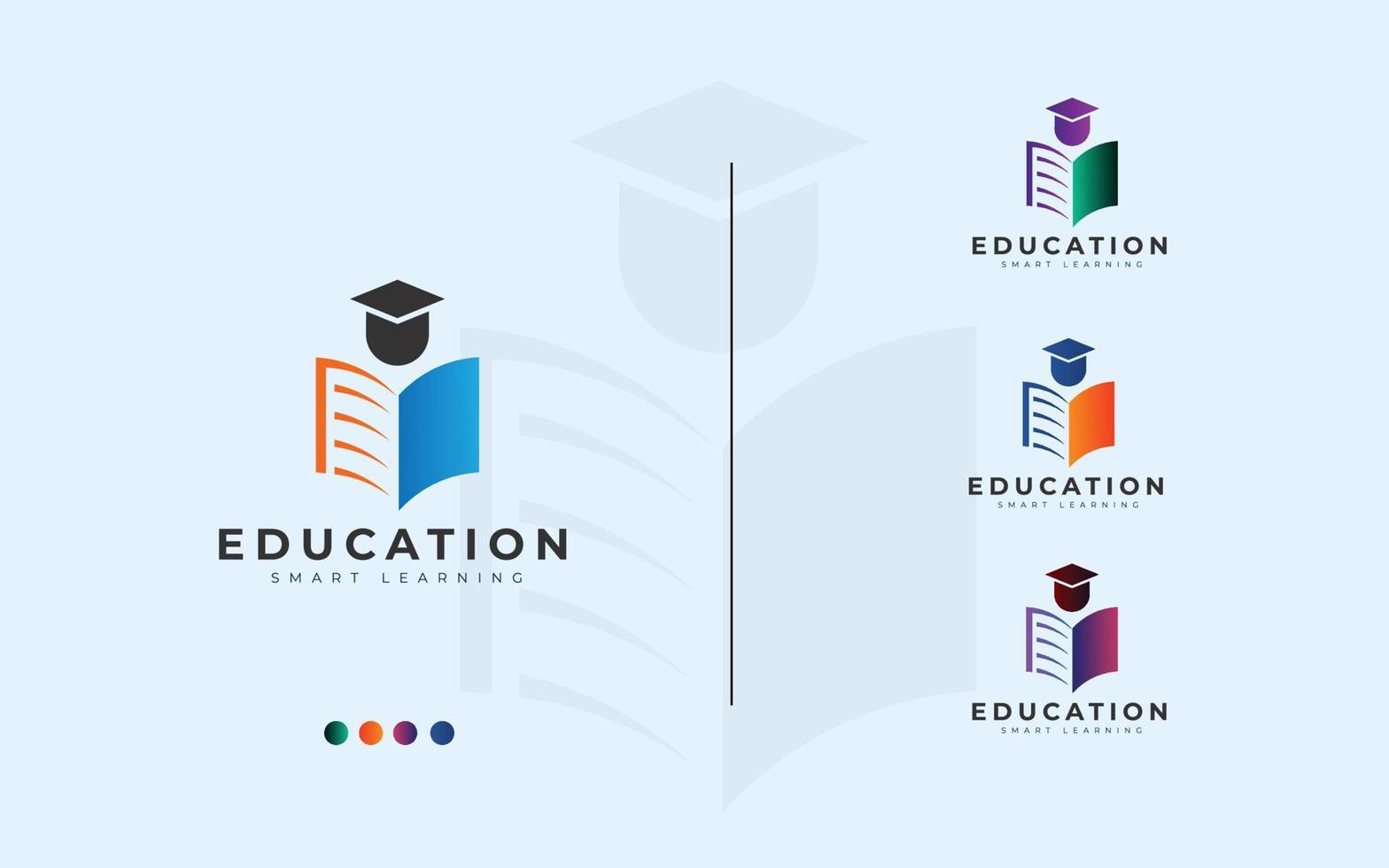 concepto de diseño de logotipo educativo único y creativo para libro, sombrero vector