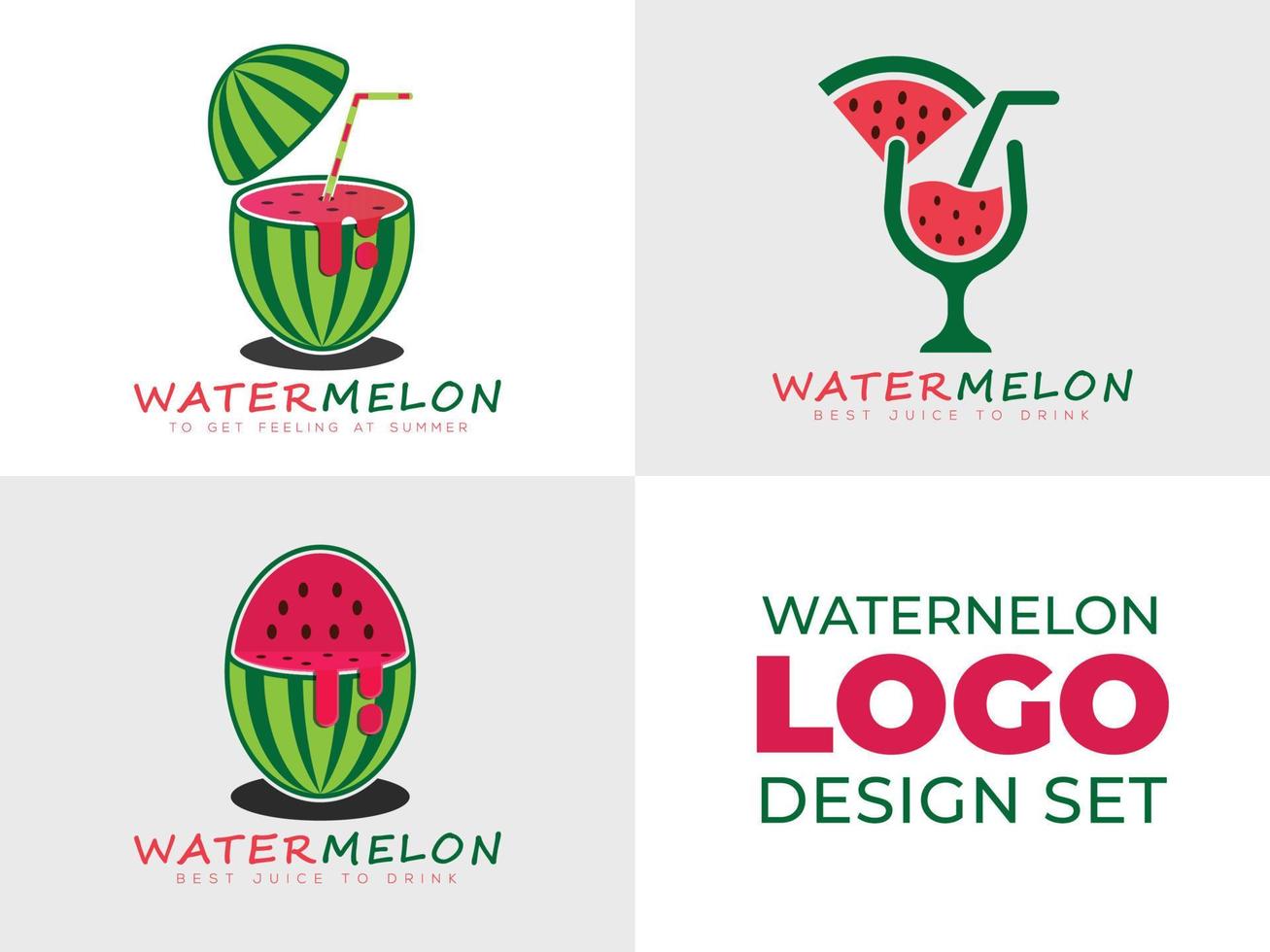 Water melon juice logo design set concept for fruit juice logo design vector illustration.