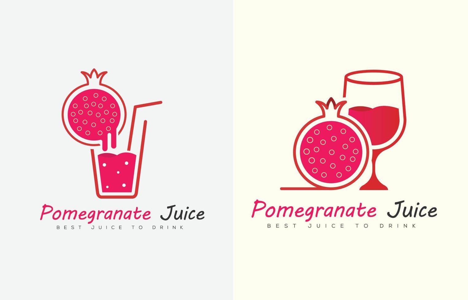 logo de jugo de granada, jugo saludable con un diseño de vector de logo de vidrio.