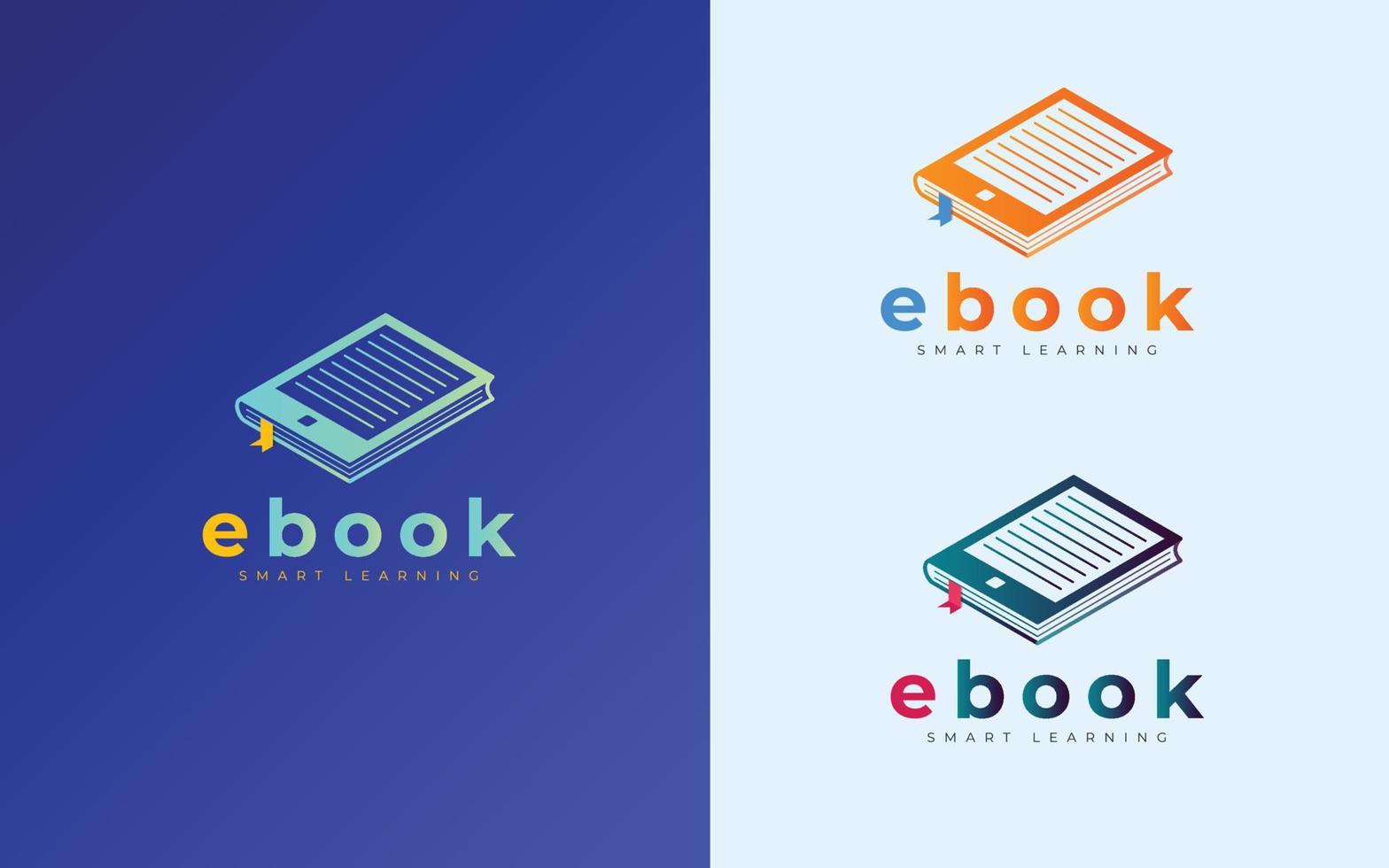 concepto de diseño de logotipo para ebook, educación en línea, e-learning. plantilla de logotipo de educación mínima vector