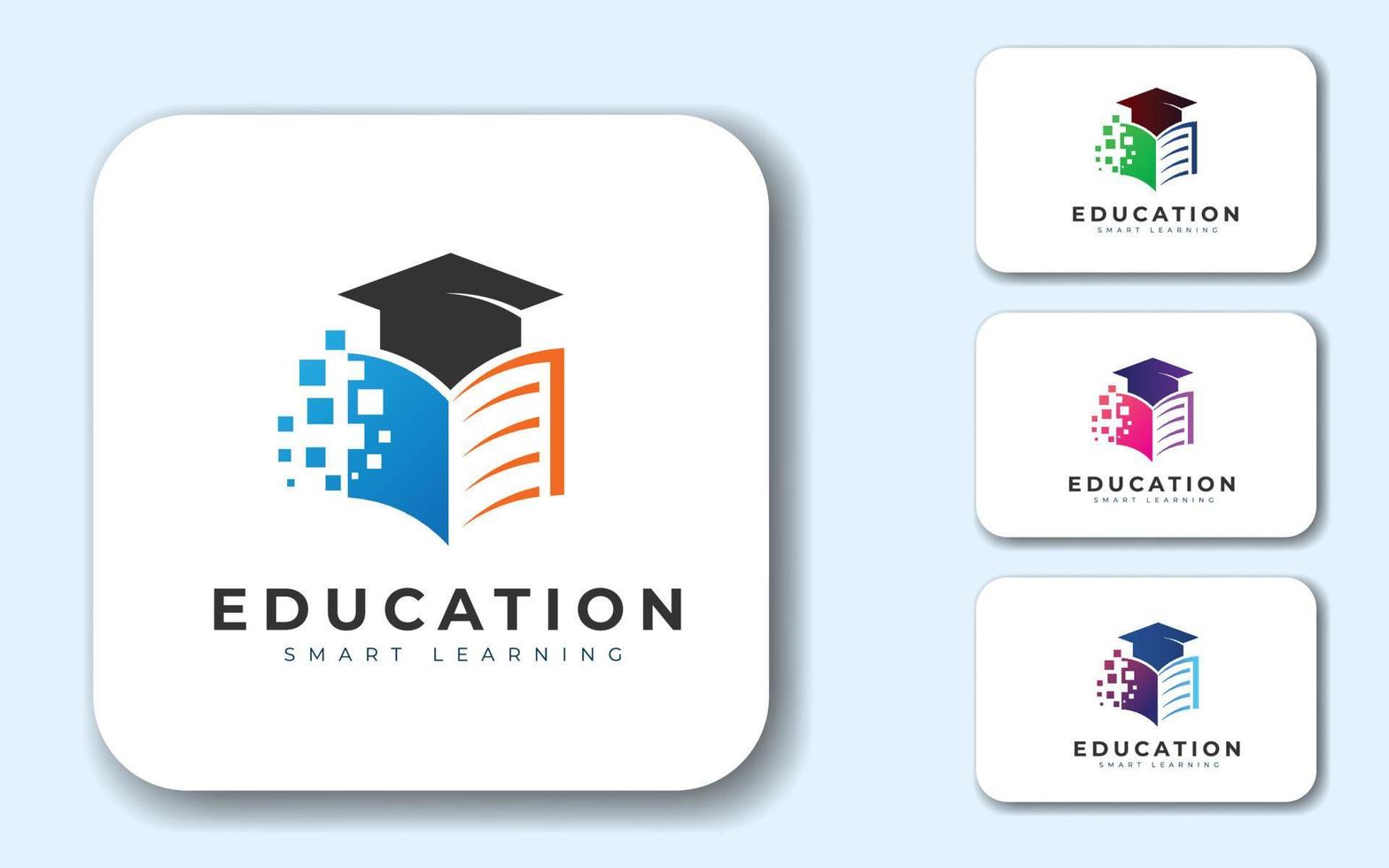 concepto de diseño de logotipo educativo único y creativo para libro, sombrero vector