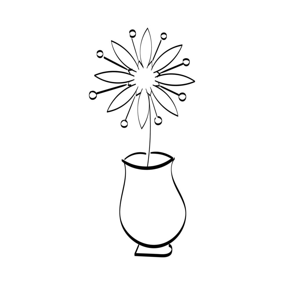 Hand Drawn Pot with Flower vector
