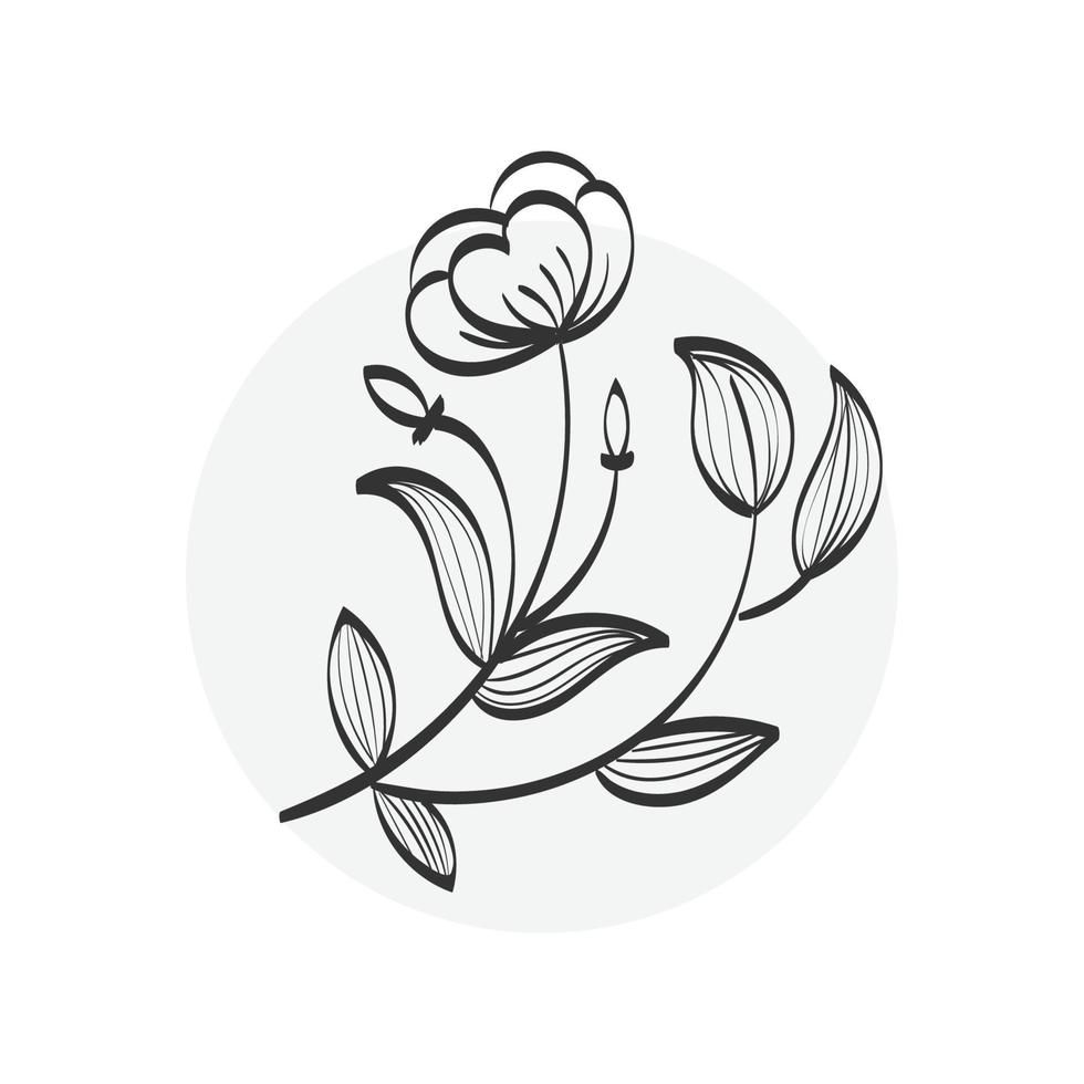 Flower drawing with line-art for print vector