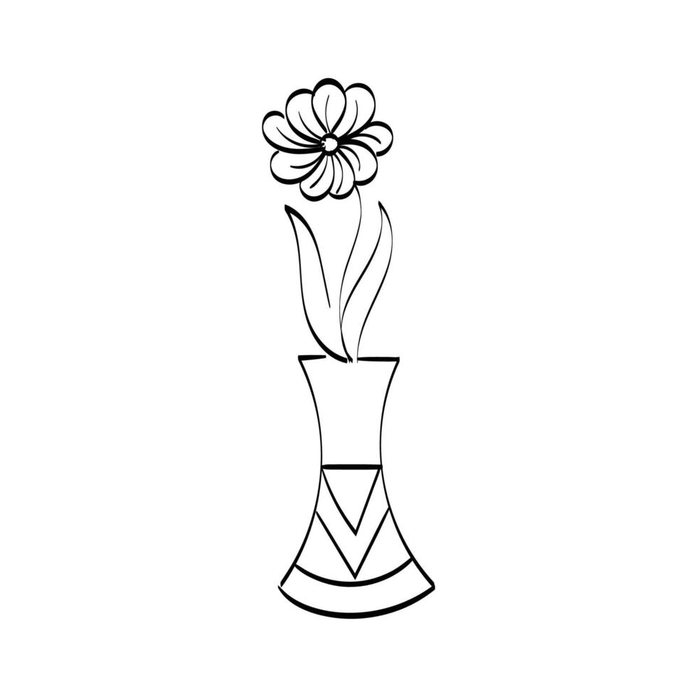 Hand Drawn Pot with Flower vector