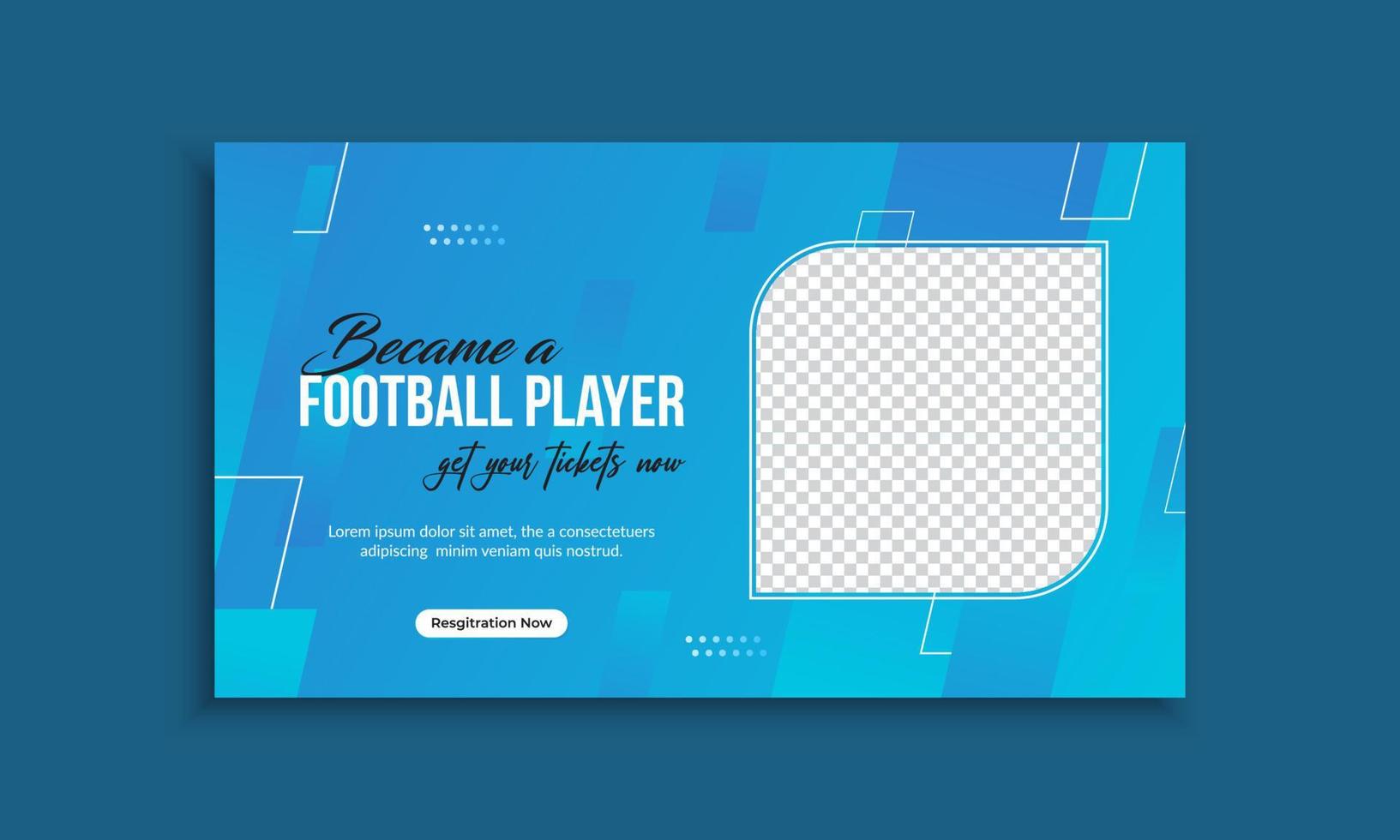 Blue soccer web banner template vector