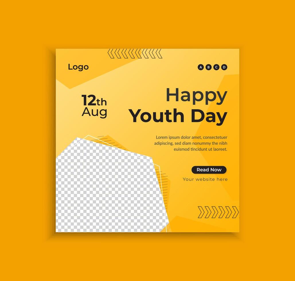 Happy Youth Day Social Media Post Template Layout vector