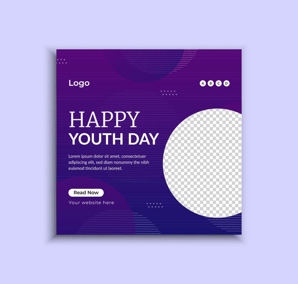 Creative Youth Day Social Media Post Template Design vector