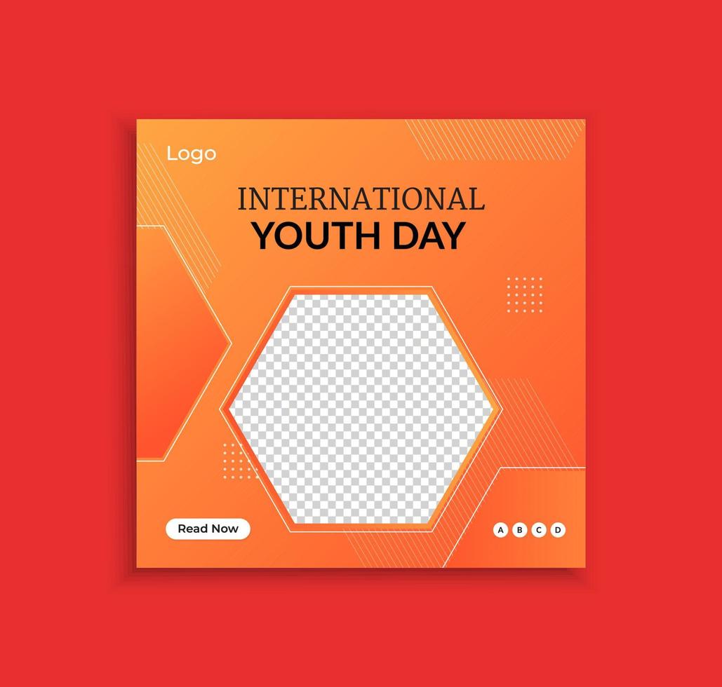 International Youth Day Social Media Post Template vector