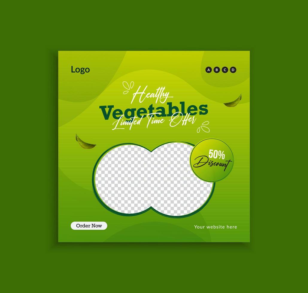 Green food banner for social media post template layout vector