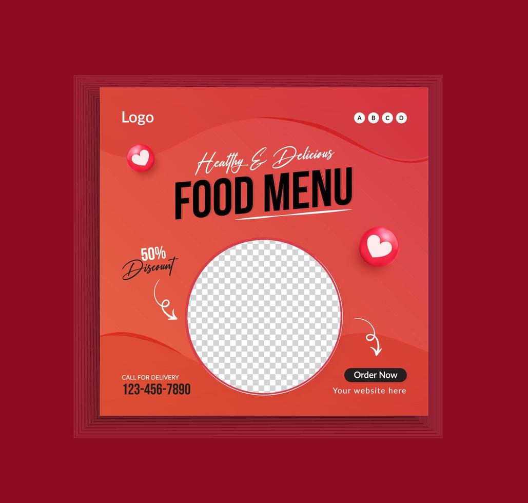 Healthy food banner for social media post template vector