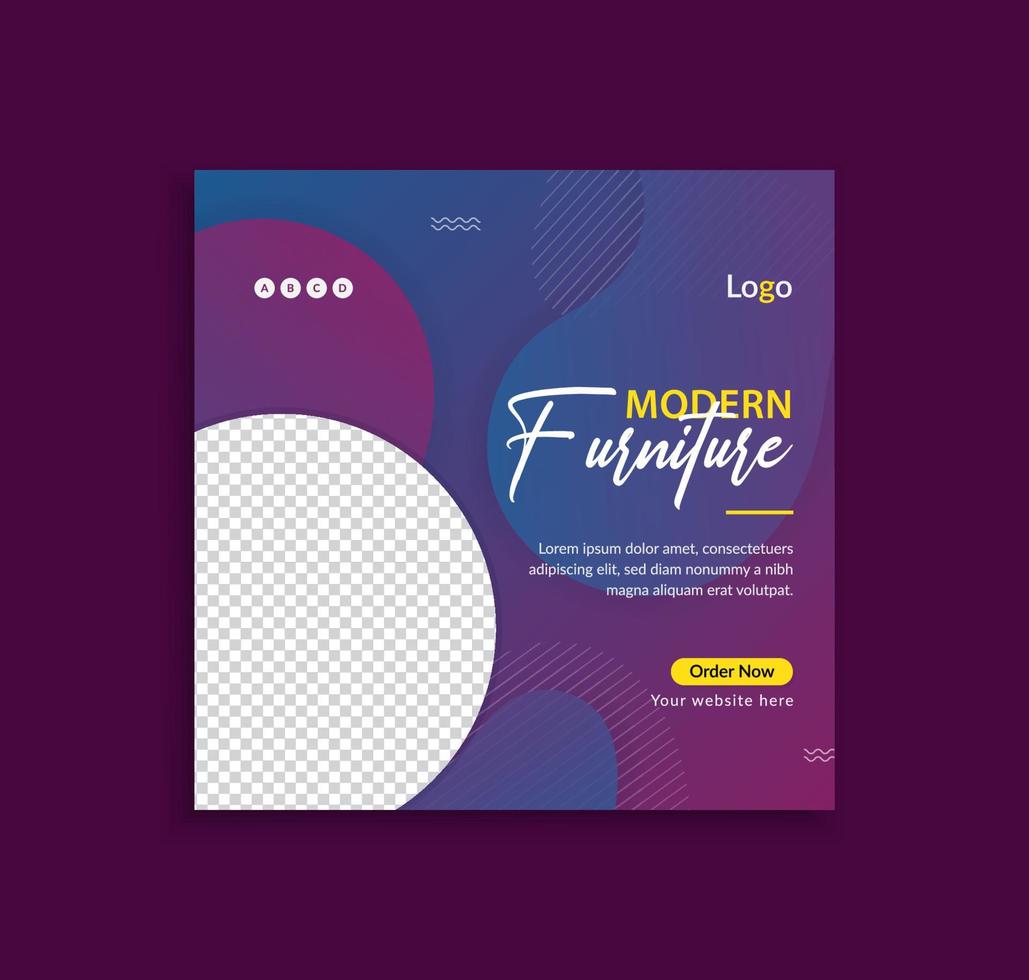 Furniture social media post template design vector