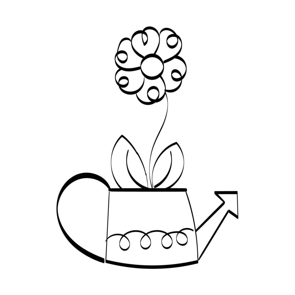 Hand Drawn Pot with Flower vector