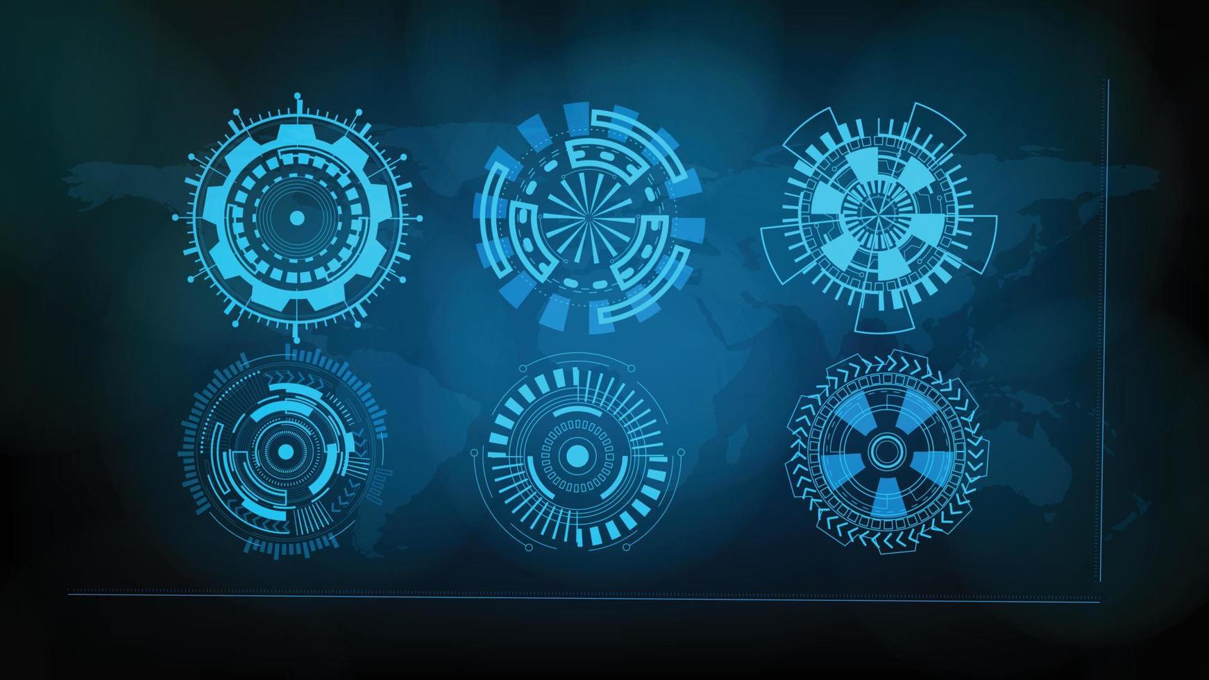 Circle technology elements set. Futuristic hud interface concept.Blue overlay style. vector