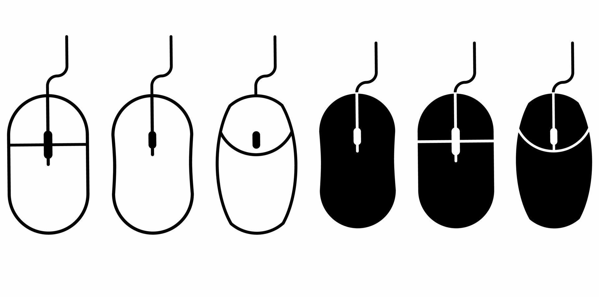 outline silhouette mouse komputer icon set isolated on white background vector
