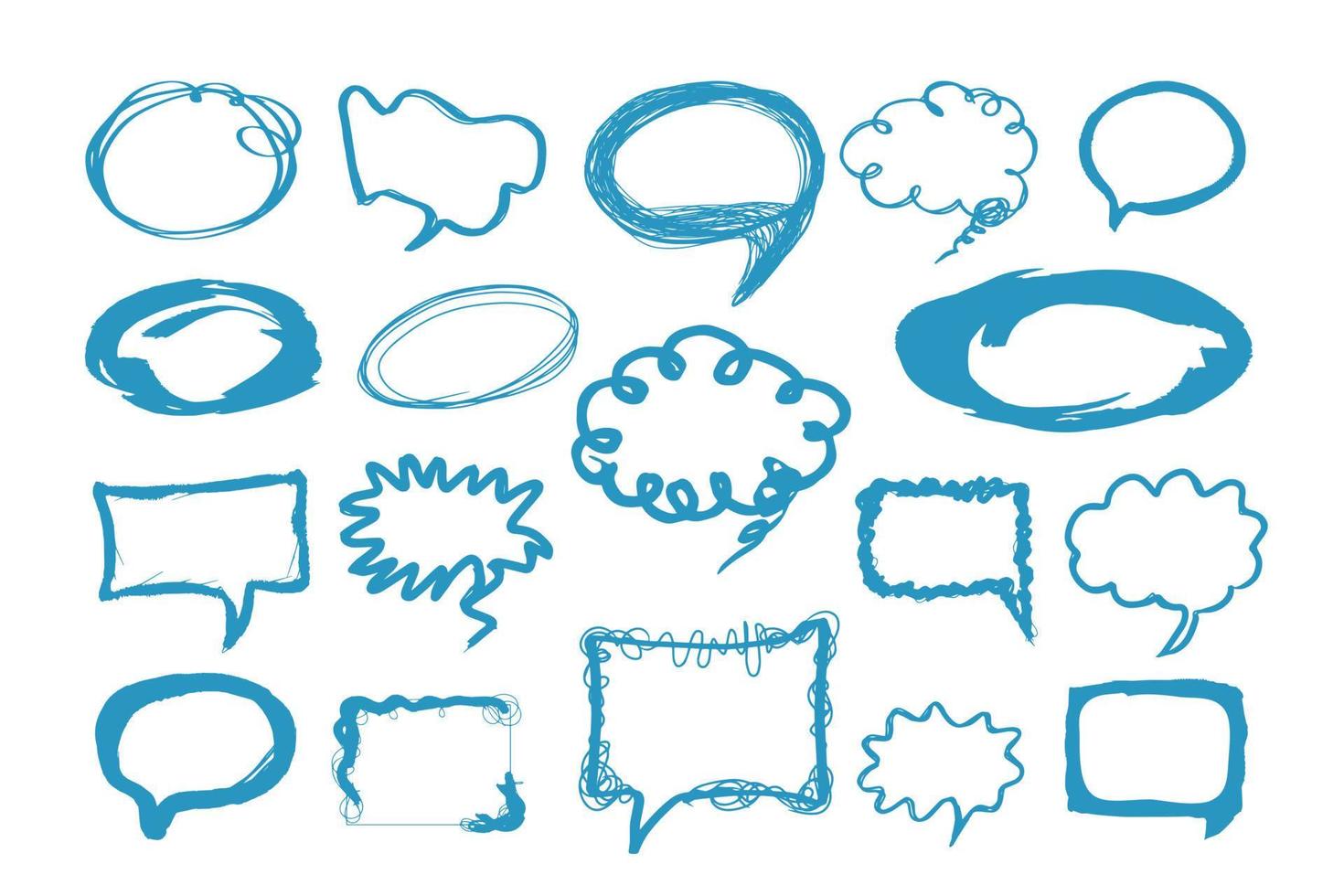 Set of various hand drawn doodle speech bubbles. Abstract speech bubble shape isolated on white background. vector