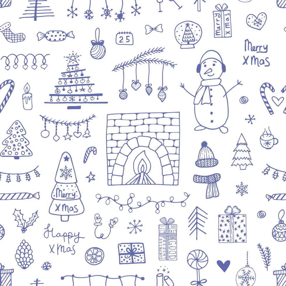 Doodle christmas vector pattern