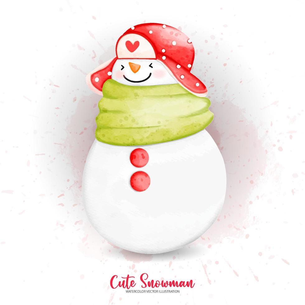 Watercolor Snowman, Christmas Snowman, Winter illustration. Digital paint watercolor illustration vector