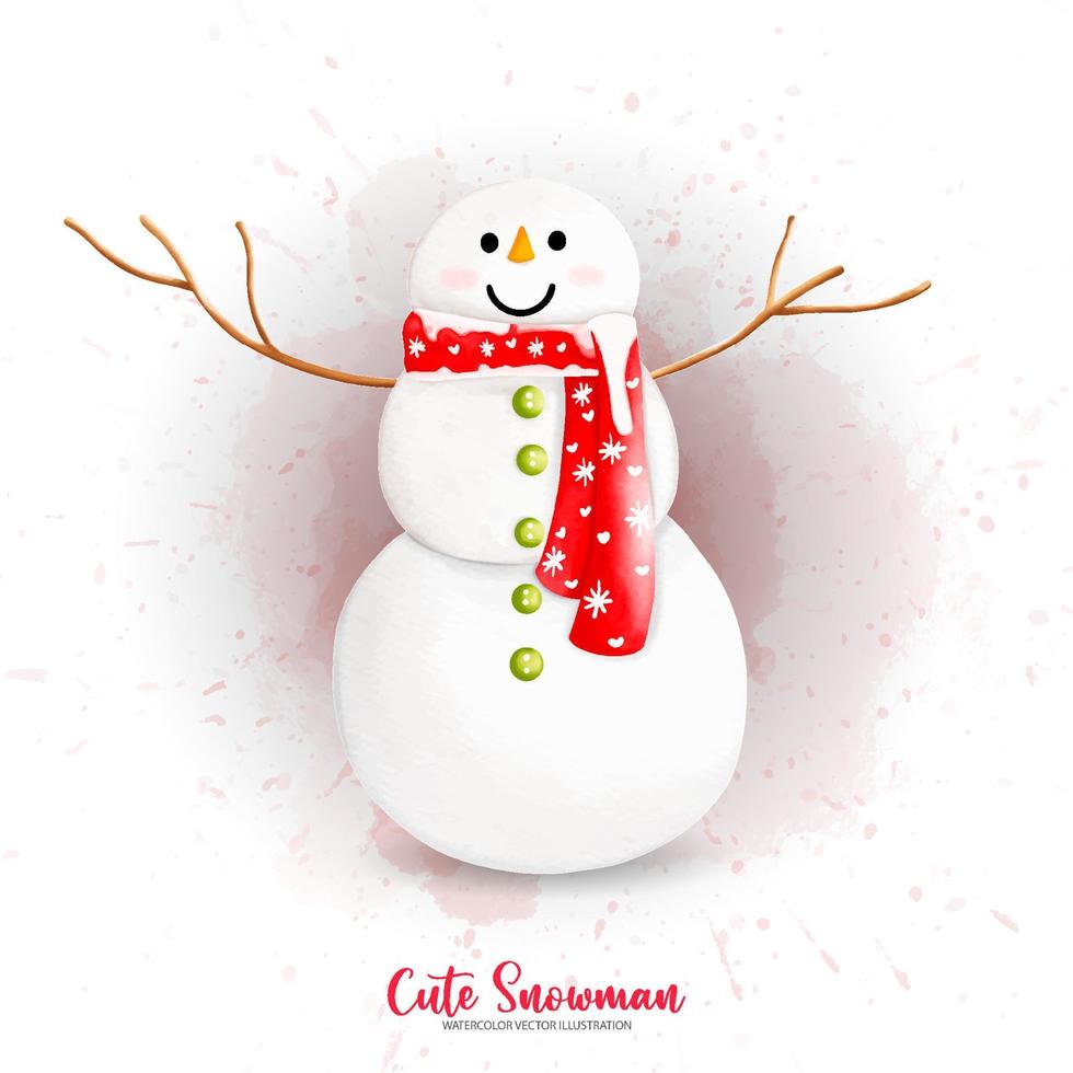 Cute Snowman, Winter isolated illustration. Digital paint watercolor illustration vector