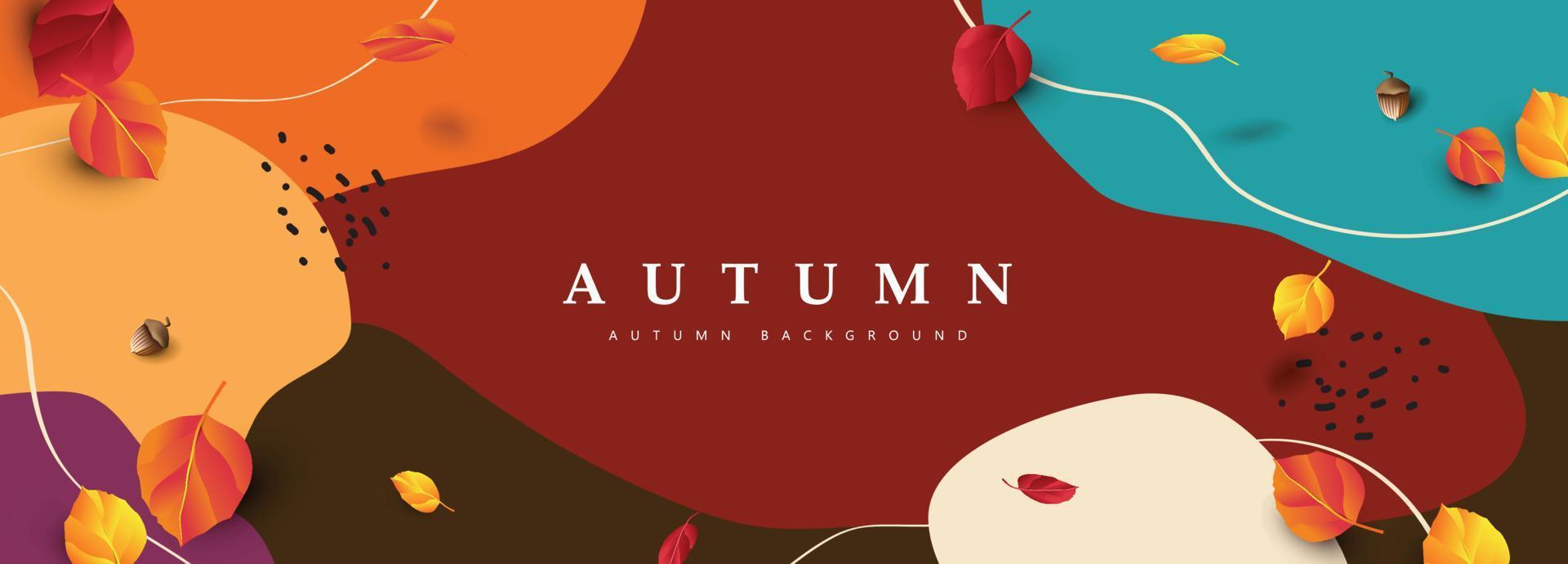 Autumn banner abstract background with falling autumn leaves and color of autumn background vector