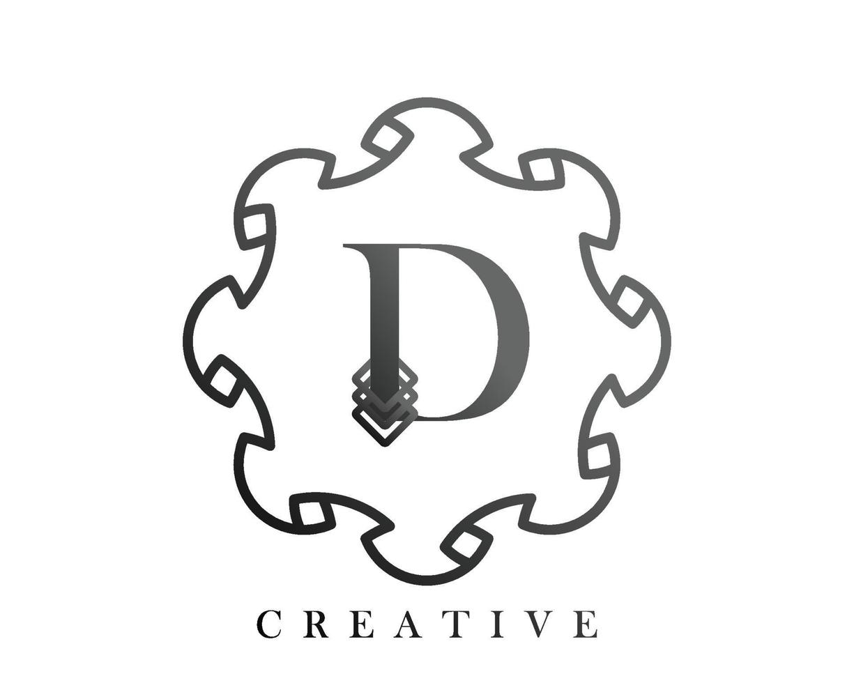 diseño de plantilla de logotipo de lujo con una combinación de cuadrados en el alfabeto d vector