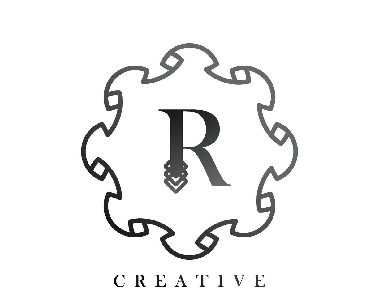 Luxury logo template design with a combination of squares in the alphabet R vector