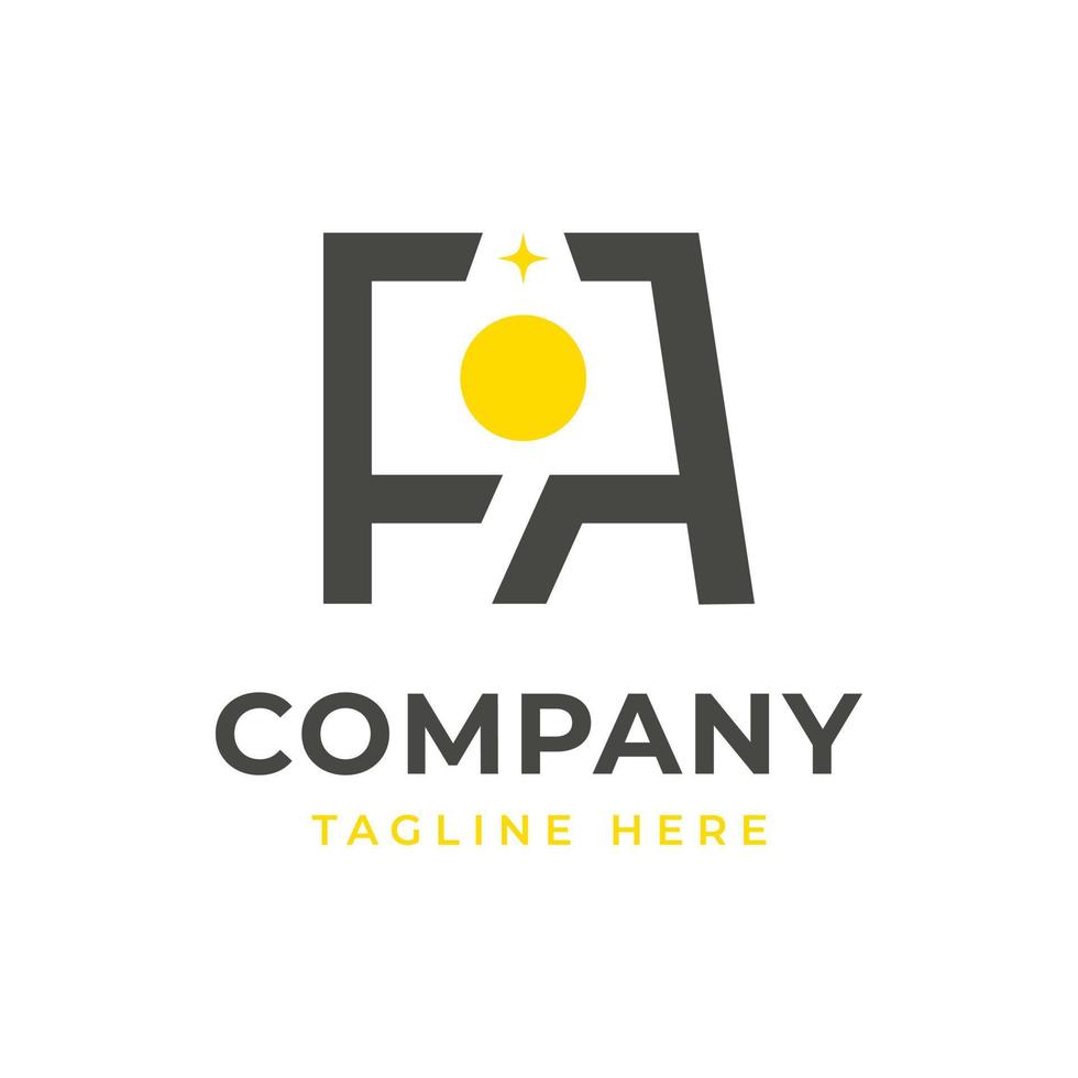 Simple initial FA with camera flash icon vector logo