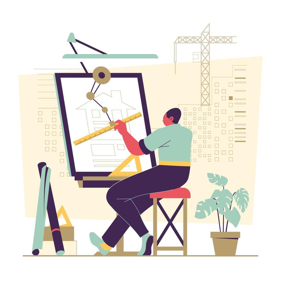 Male Architect Working Concept vector