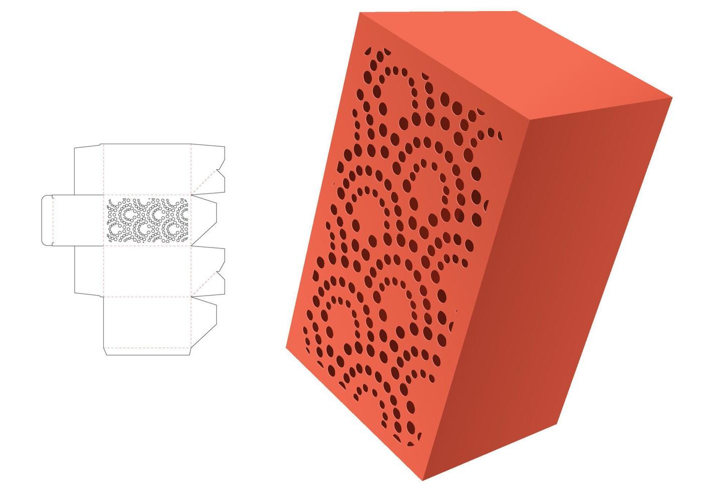 caja fácil con plantilla troquelada de patrón de puntos estampados y maqueta 3d vector