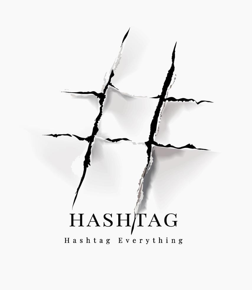 eslogan de hashtag con corte de papel en la ilustración de signo de hashtag vector