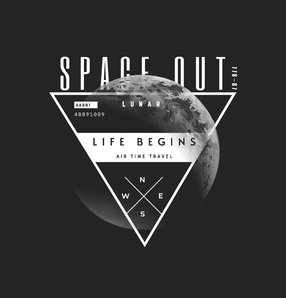 space out slogan on lunar moon eclipse background vector