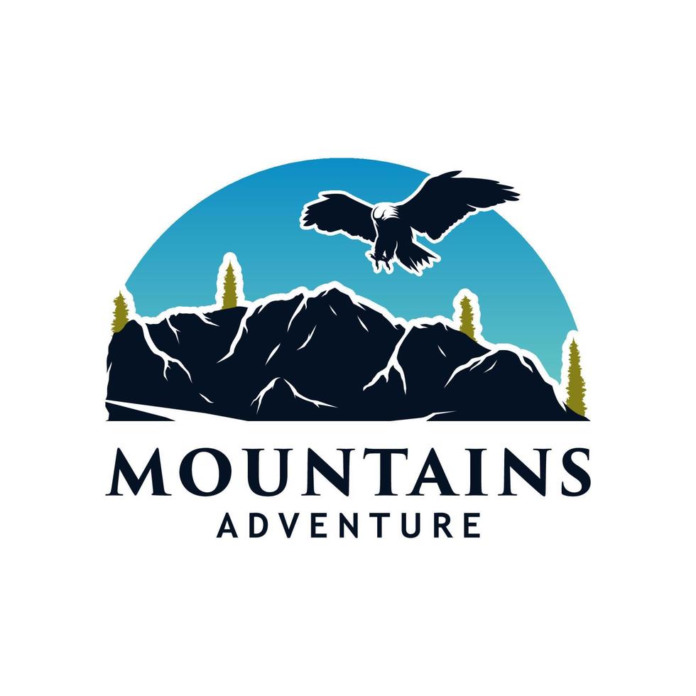 logotipo vectorial de montaña y aventuras al aire libre vector