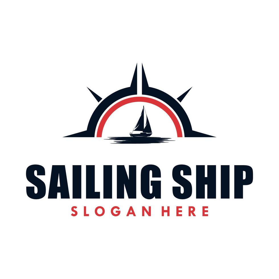 vector sailing ship and outdoor adventures logo