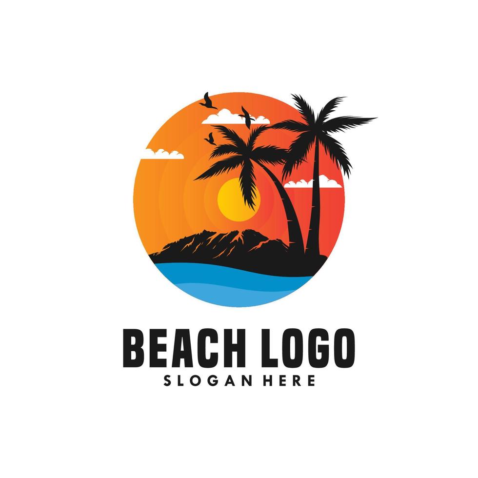 ilustración de vector de logotipo de playa de verano