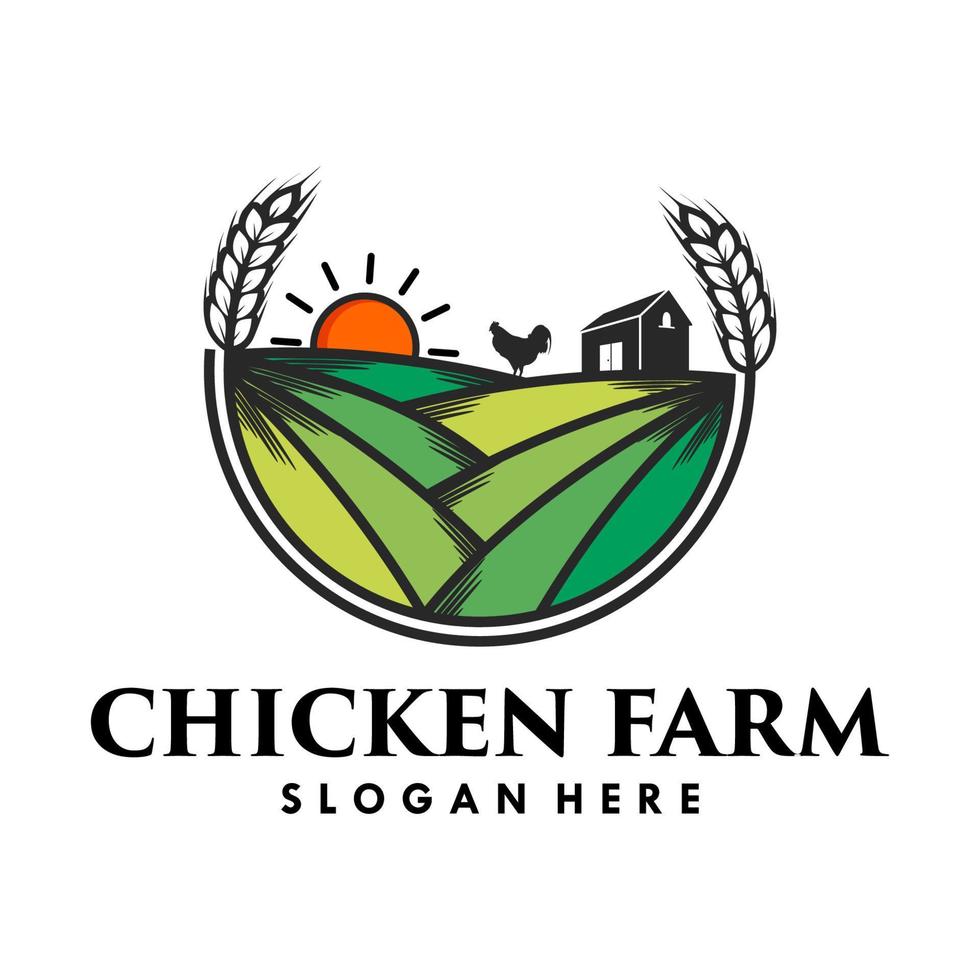 agriculture with chicken farm logo template vector illustration