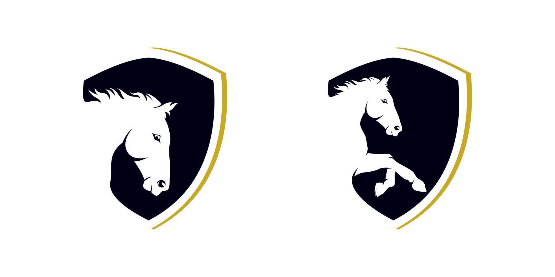 set of horse shield logo design template vector