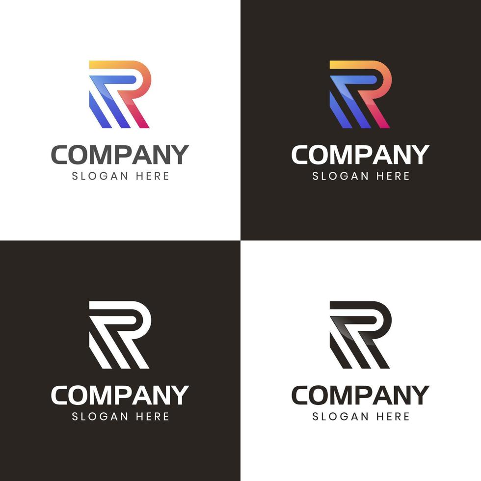 letra inicial r monograma logo estilo abstracto con gradiente de color para su identidad comercial vector