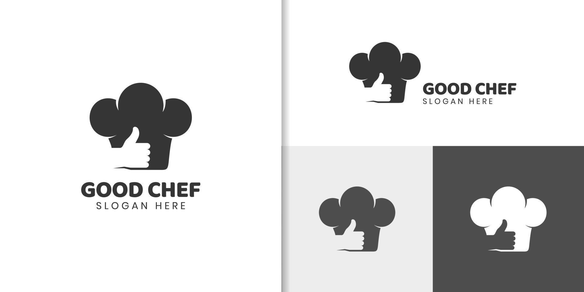 buena comida y buen chef restaurante logo diseño vector icono símbolo