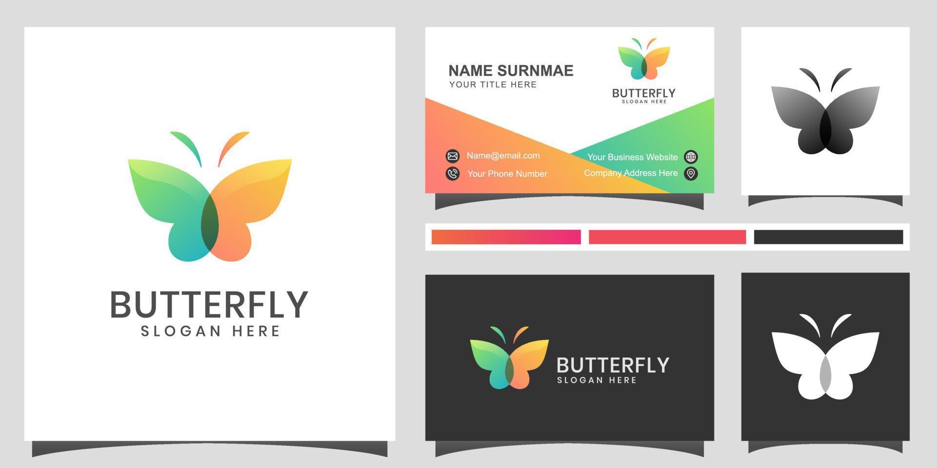 beauty  butterfly abstract logo element for fashion, spa, beauty woman, identity design with business card vector