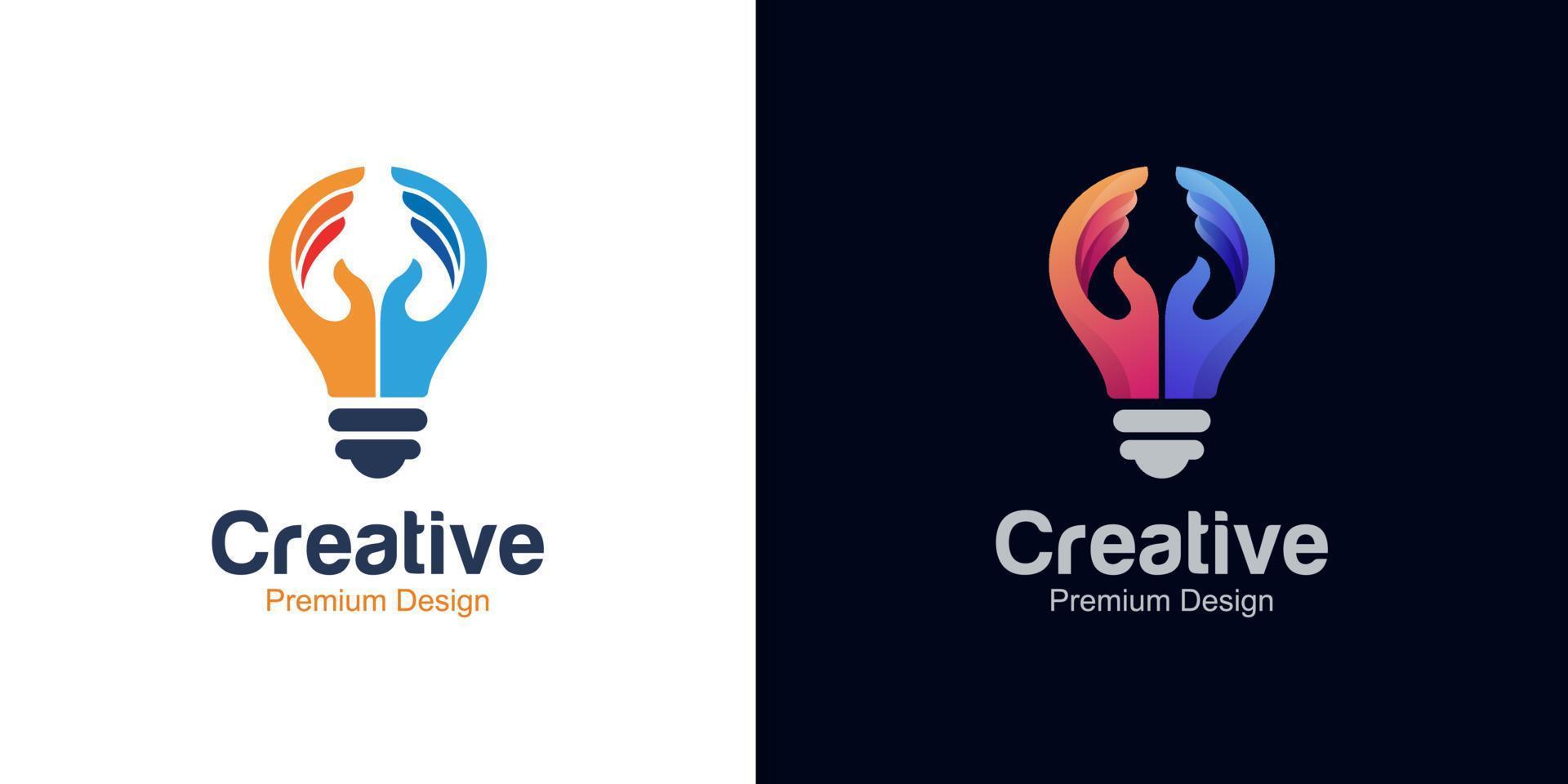 creative idea imagination or innovation logo for life hack creativity hand made vector icon symbol