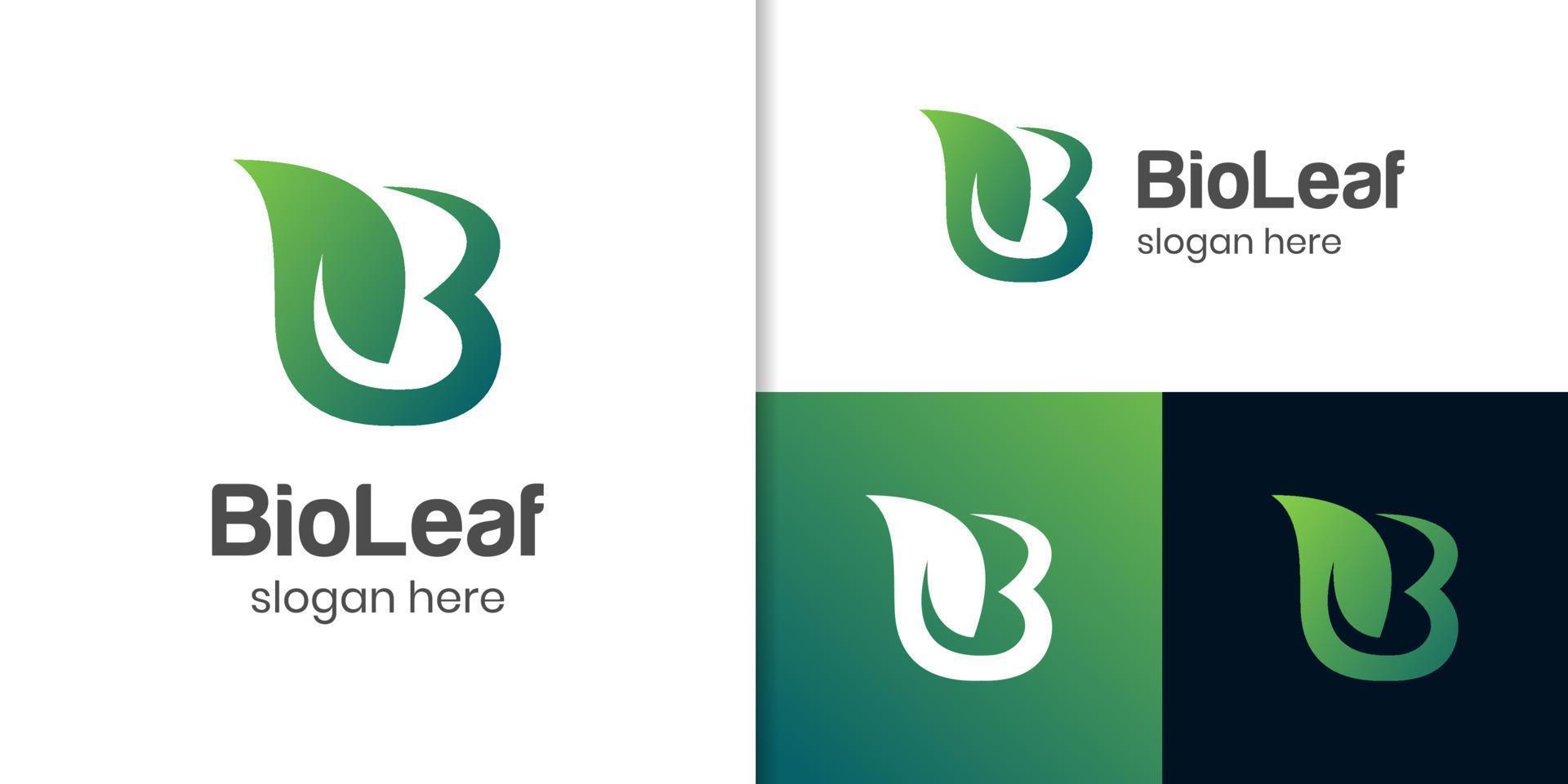 initials letter B combine leaves vector icon for nature bio leaf logo design product label organic