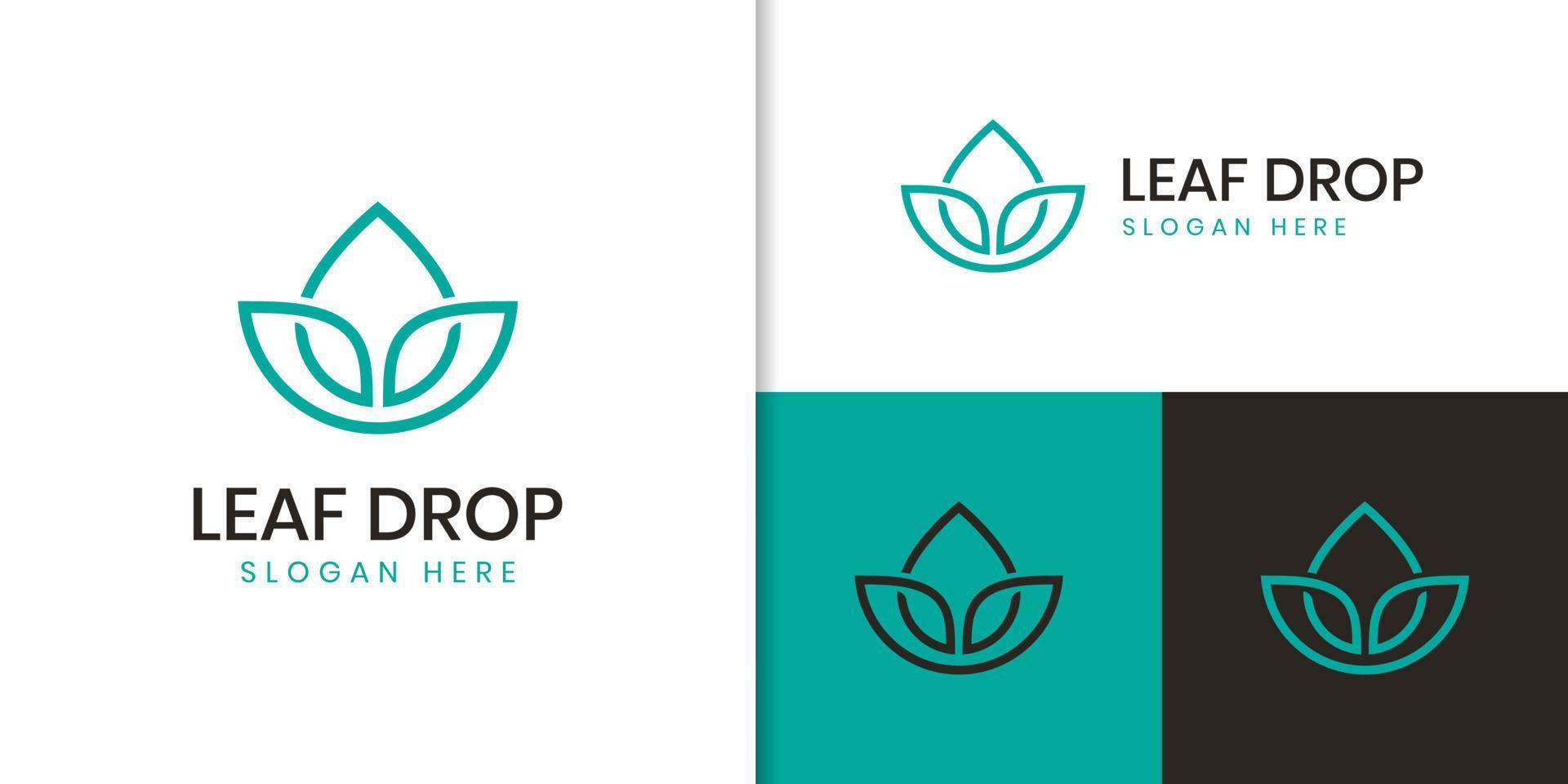 modern simple logo of leaf drop symbol vector icon for beauty, cosmetics, health care nature product label design template