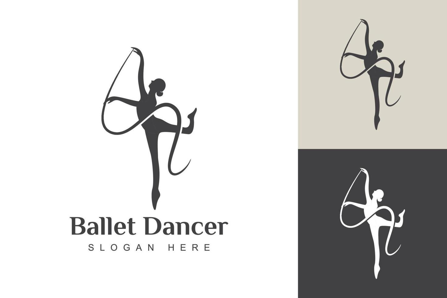 vector ballet dancer silhouette logo design  isolated on white background. Young dancing woman. Beautiful ballerina worth the full height