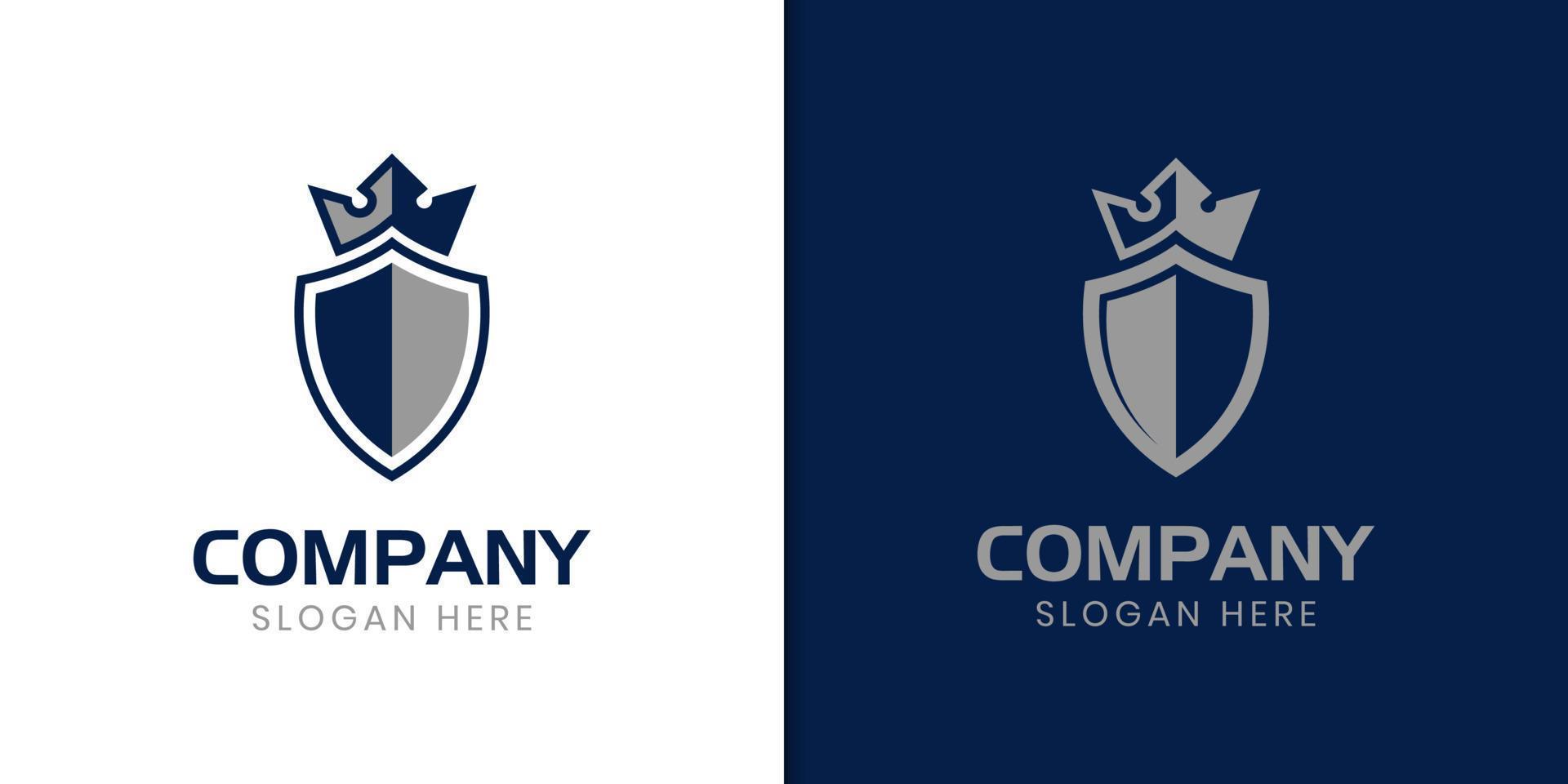 shield king logo with crown elements for royal brand icon vector identity symbol