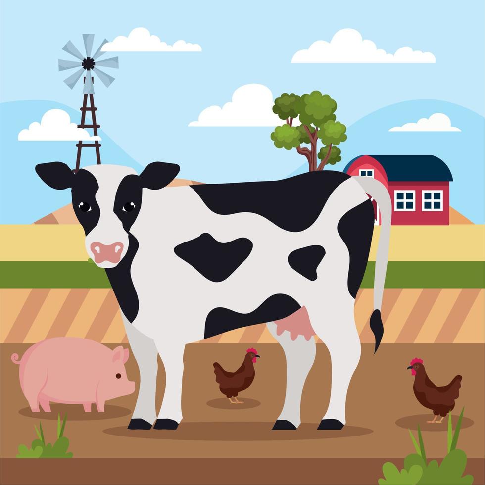 animals farm in stable vector