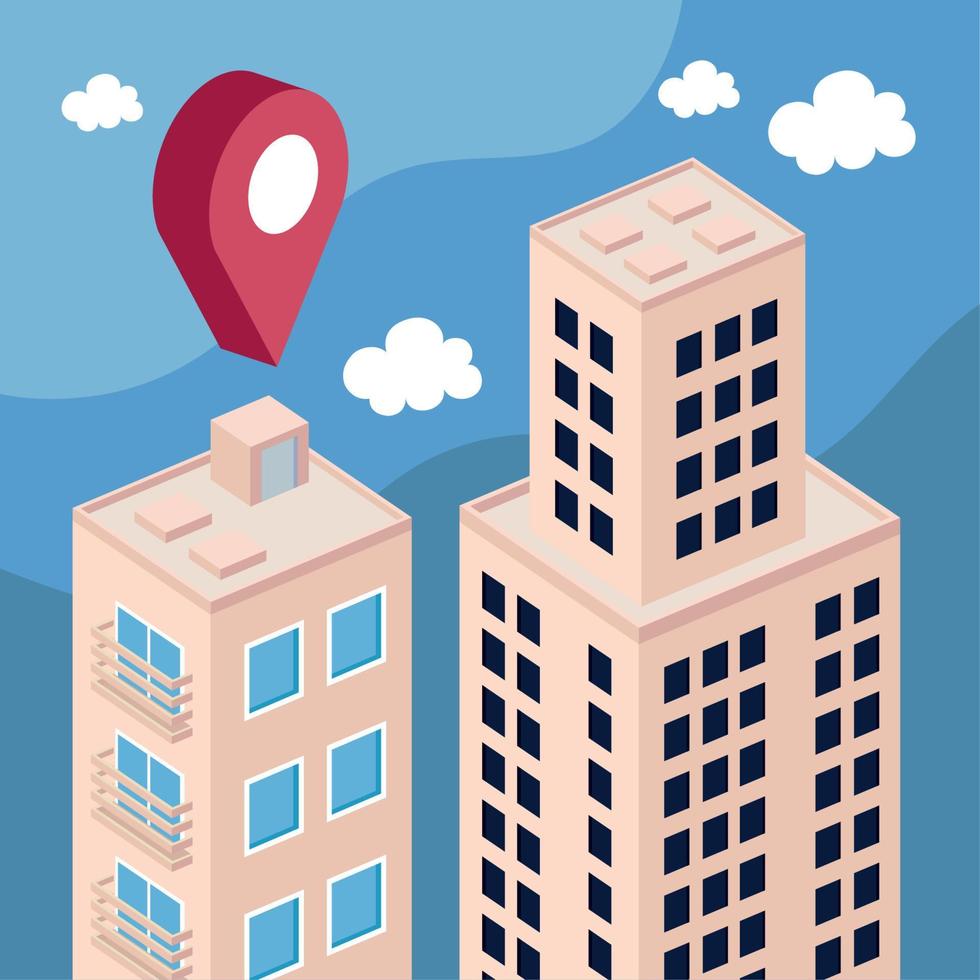 buildings with pin location vector