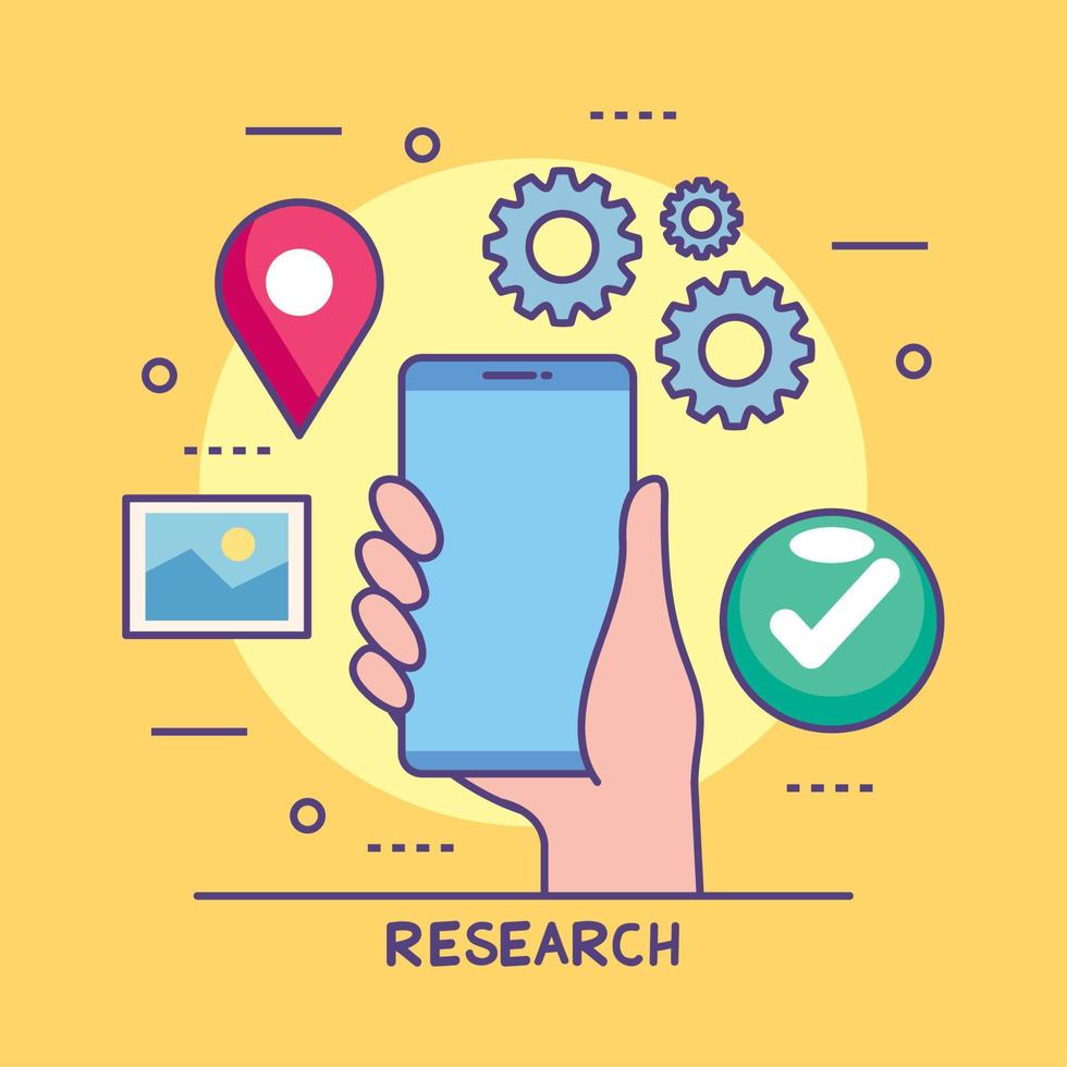research development with smartphone vector