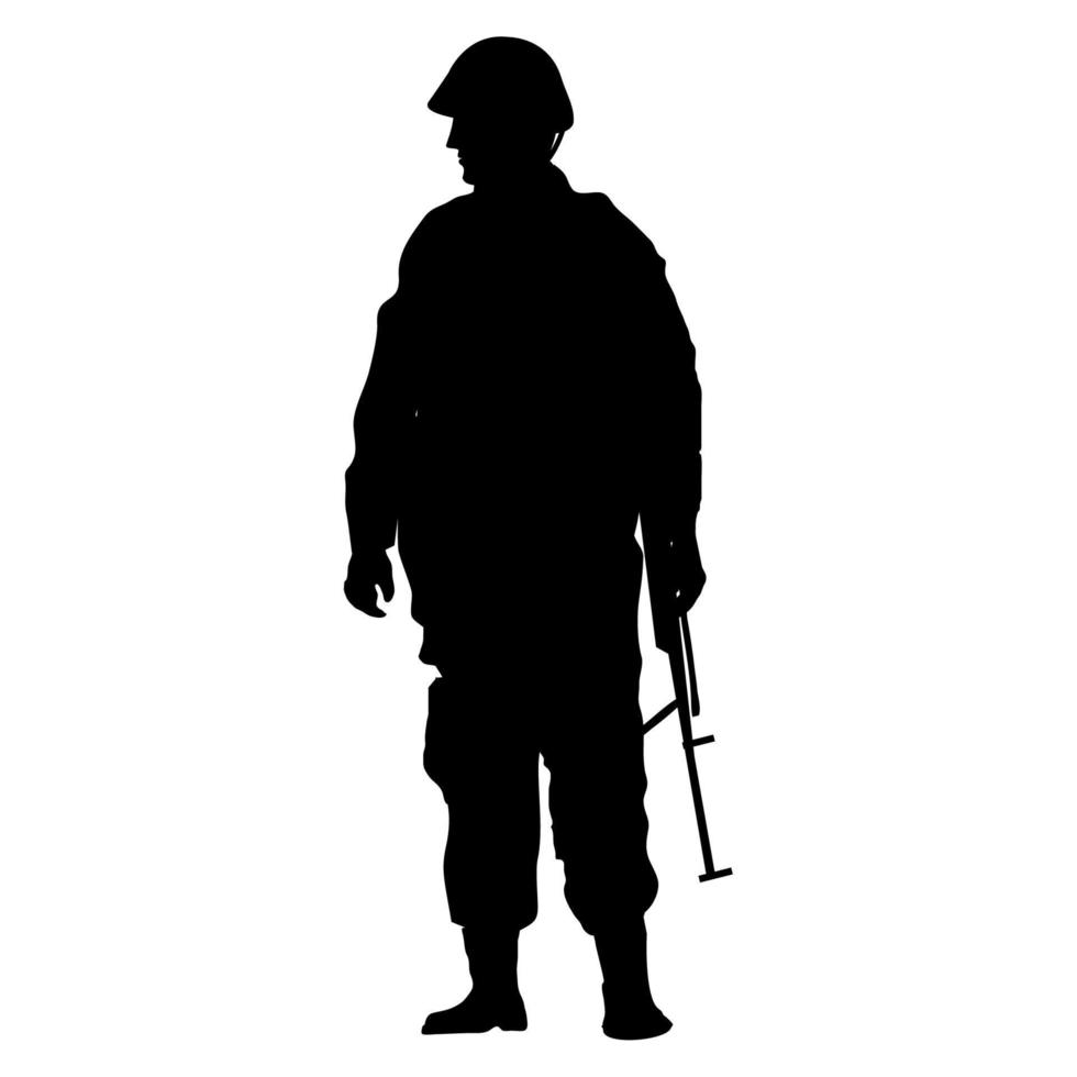 soldier standing black silhouette vector