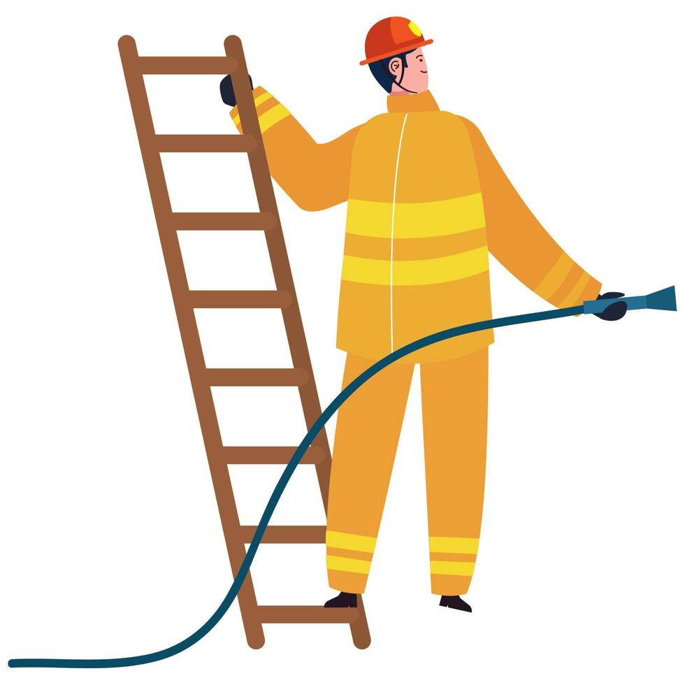 bomberman in stair with hose vector