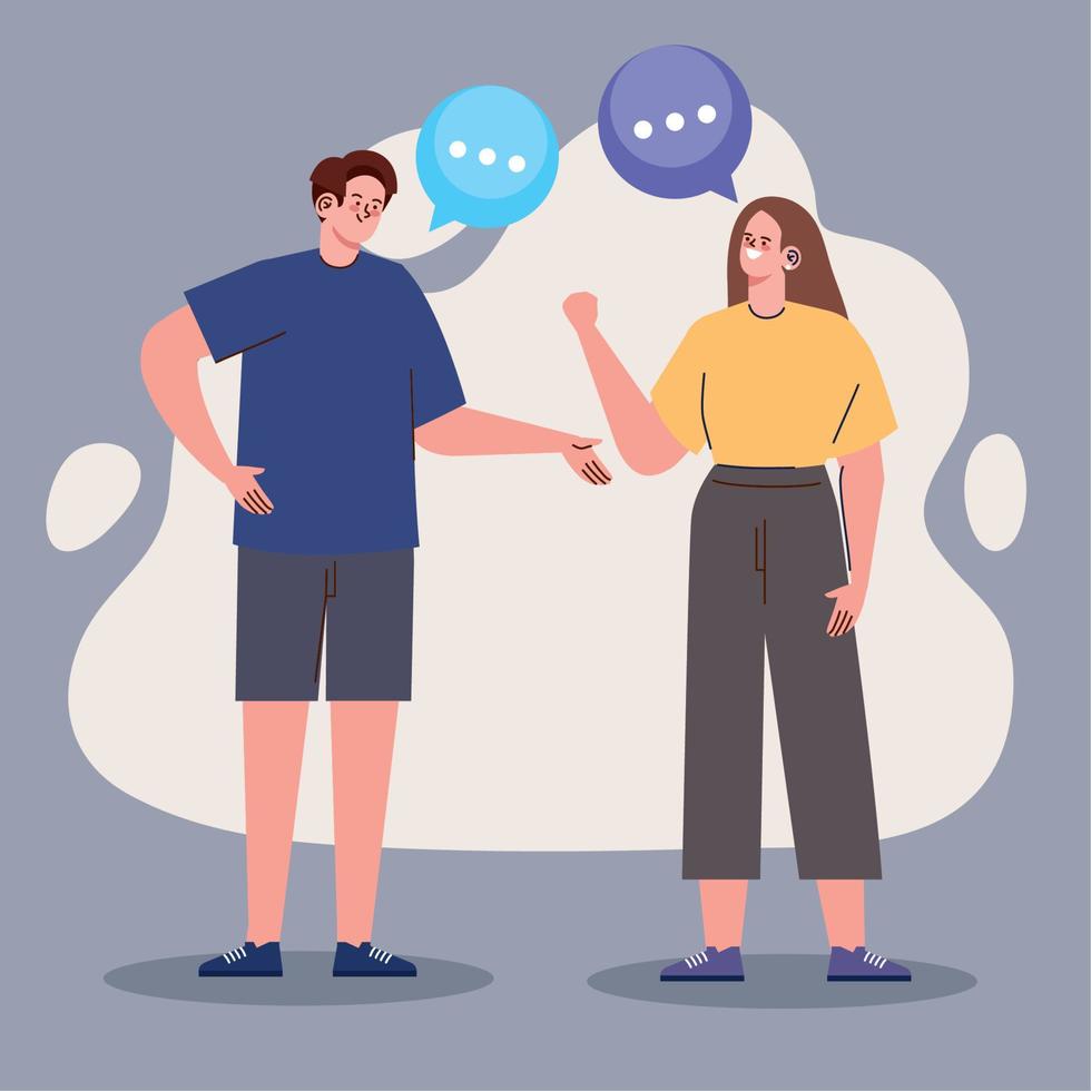 young couple friends speaking vector